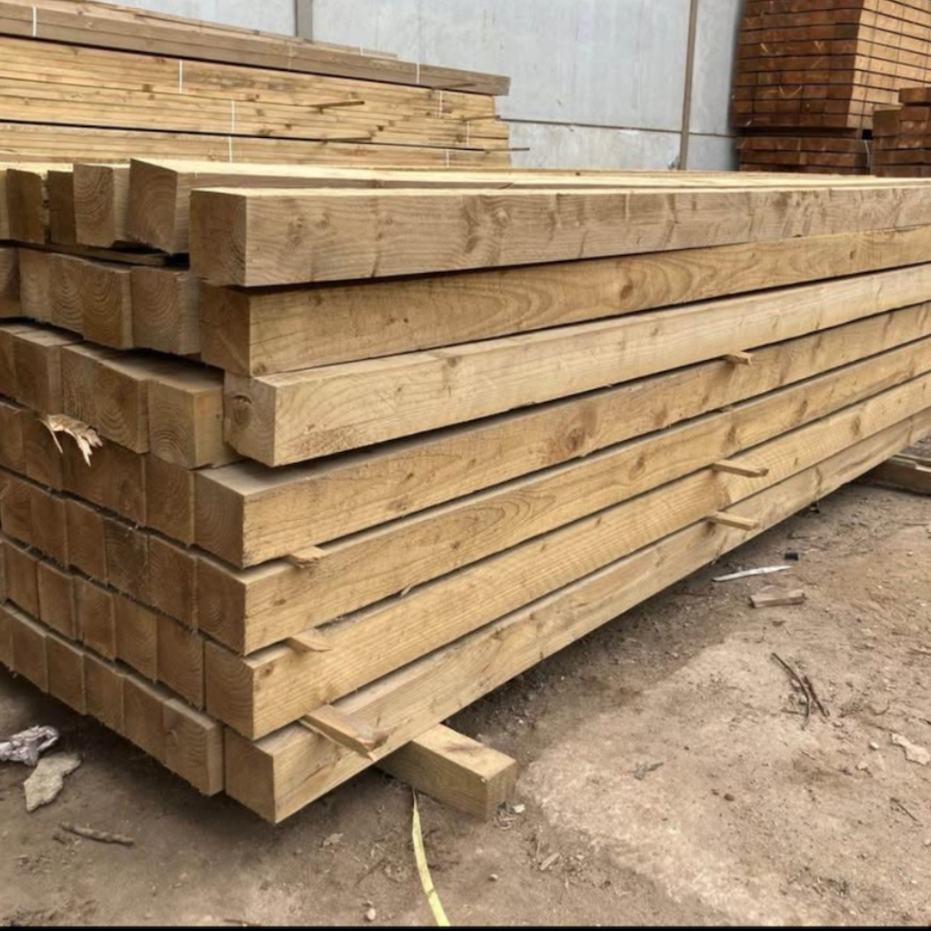100 x 100 x 3m Brown Pressure Treated Fence Post - Slightly Faded