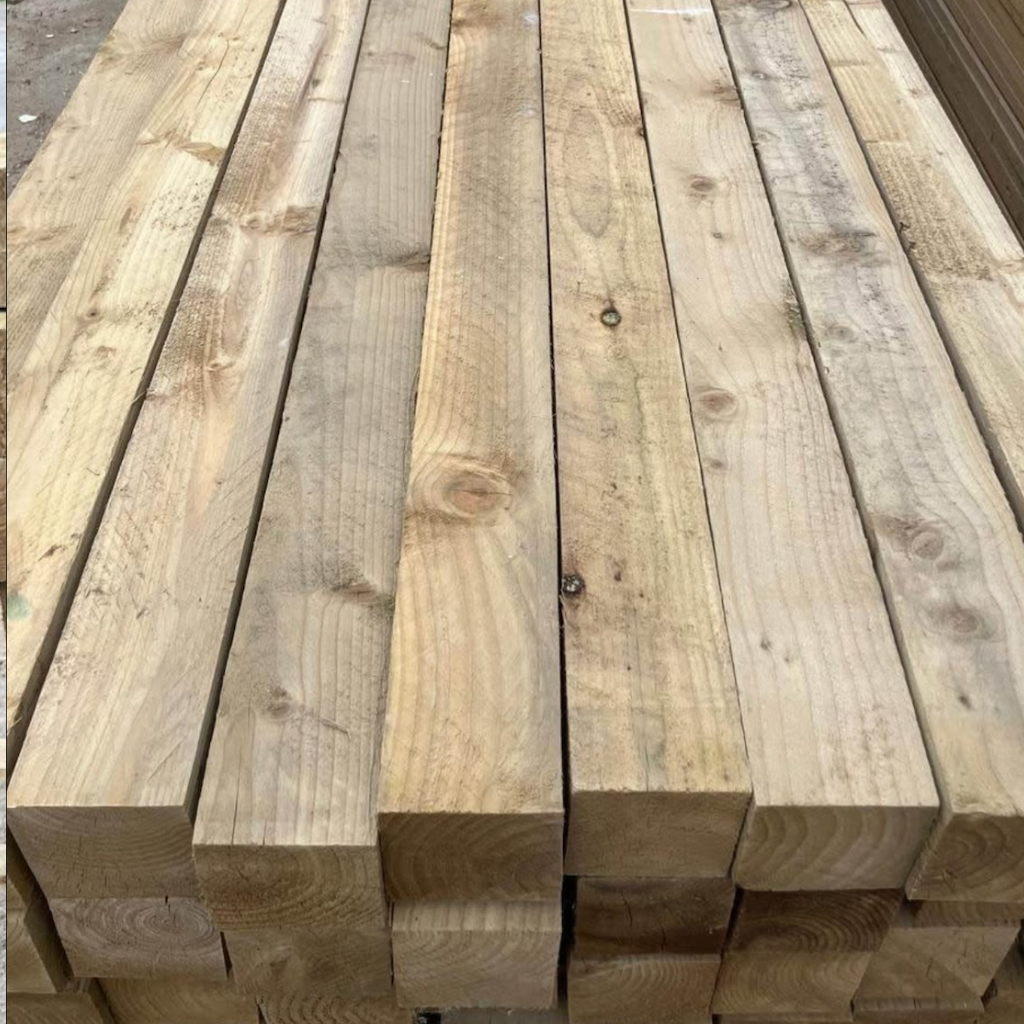 100 x 100 x 3m Brown Pressure Treated Fence Post - Slightly Faded