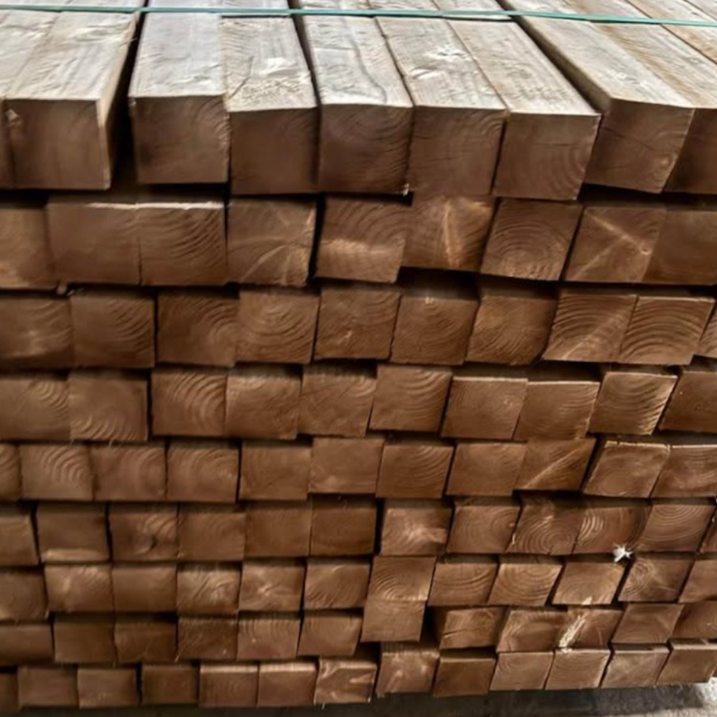 75 x 75 x 2.4m Green Pressure Treated Fence Post - Slightly Faded
