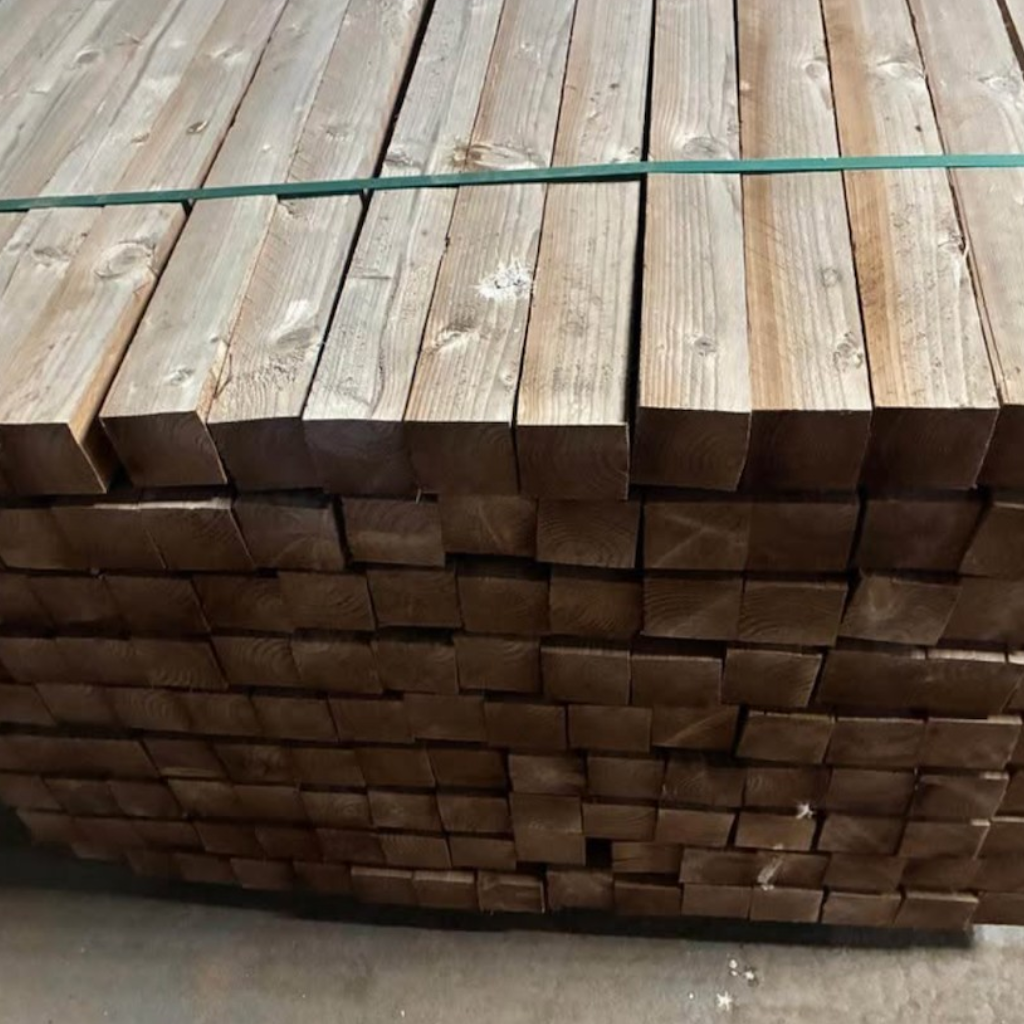 75 x 75 x 2.4m Green Pressure Treated Fence Post - Slightly Faded