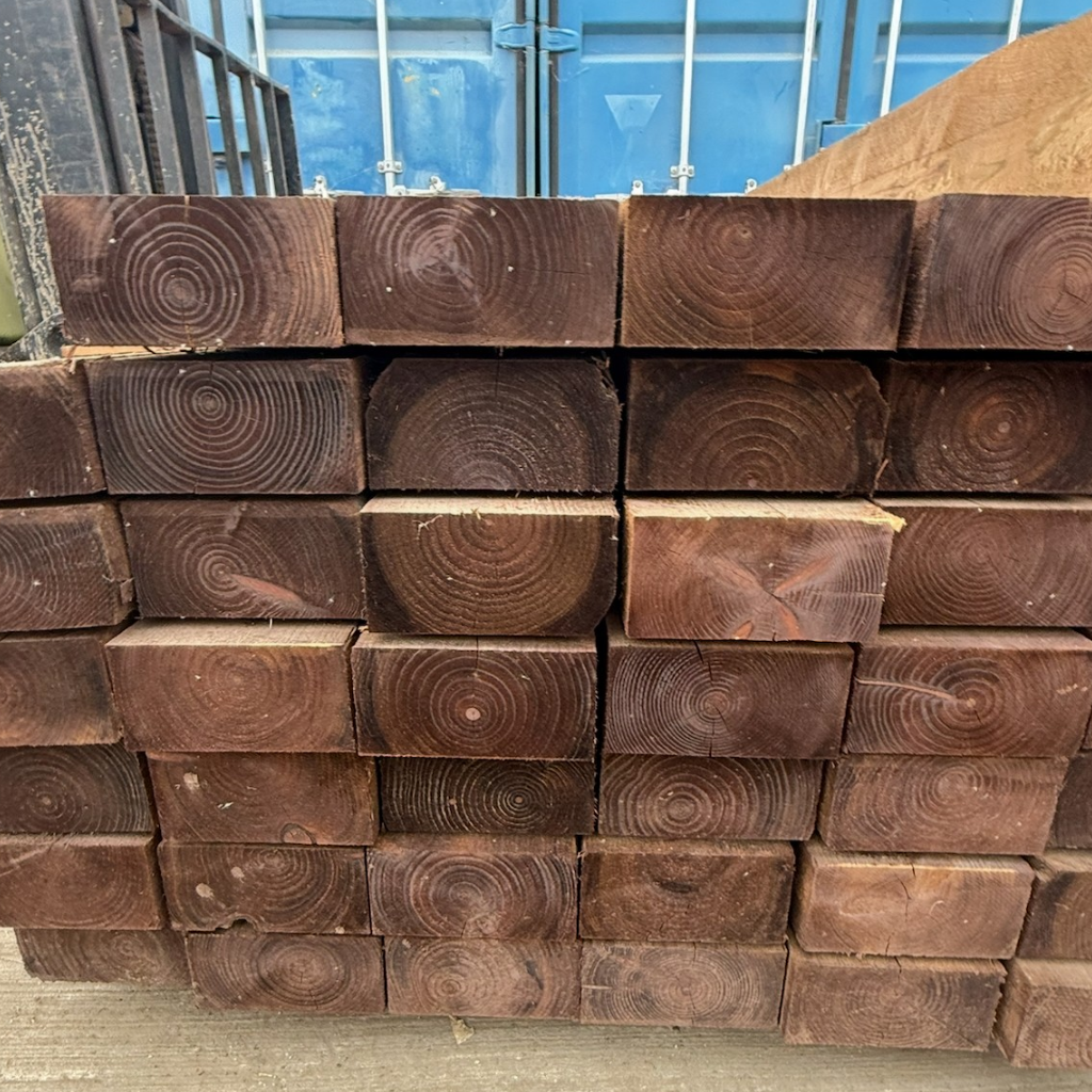 100 x 200 x 2.4m Brown Pressure Treated Sleepers - B Grade (Slight Wane)
