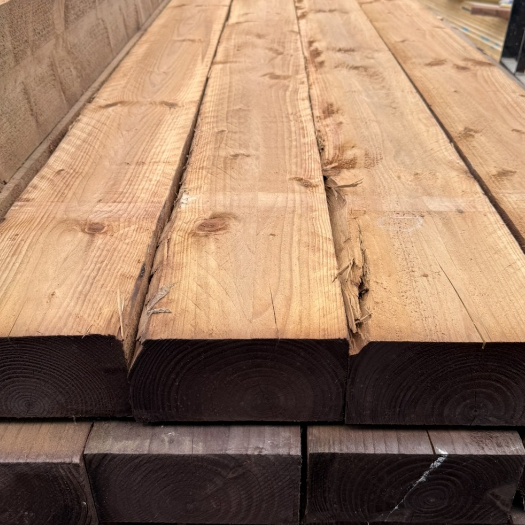 100 x 200 x 2.4m Brown Pressure Treated Sleepers - B Grade (Slight Wane)