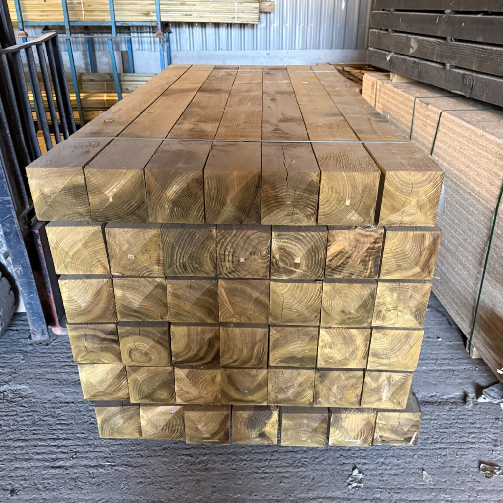 150 x 150 x 2.4m Pressure Treated Green 4 Way Weathered Gate Post