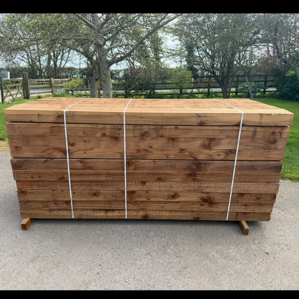 100 x 200 x 2.4m Brown Pressure Treated Sleepers